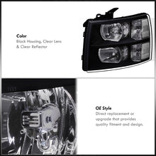 Load image into Gallery viewer, Chevrolet Silverado 2007-2013 Factory Style Headlights Black Housing Clear Len Clear Reflector