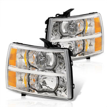 Load image into Gallery viewer, Chevrolet Silverado 2007-2013 Factory Style Headlights Chrome Housing Clear Len Amber Reflector