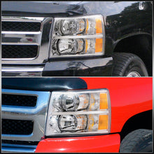 Load image into Gallery viewer, Chevrolet Silverado 2007-2013 Factory Style Headlights Chrome Housing Clear Len Amber Reflector