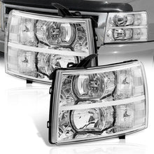 Load image into Gallery viewer, Chevrolet Silverado 2007-2013 Factory Style Headlights Chrome Housing Clear Len Clear Reflector