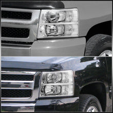 Load image into Gallery viewer, Chevrolet Silverado 2007-2013 Factory Style Headlights Chrome Housing Clear Len Clear Reflector