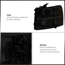 Load image into Gallery viewer, Chevrolet Silverado 2007-2013 Factory Style Headlights Chrome Housing Smoke Len Amber Reflector