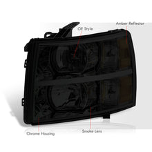 Load image into Gallery viewer, Chevrolet Silverado 2007-2013 Factory Style Headlights Chrome Housing Smoke Len Amber Reflector