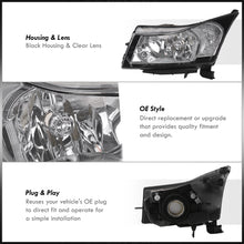 Load image into Gallery viewer, Chevrolet Cruze 2011-2015 Factory Style Headlights Black Housing Clear Len Amber Reflector
