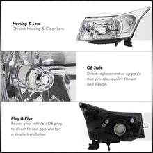 Load image into Gallery viewer, Chevrolet Cruze 2011-2015 Factory Style Headlights Chrome Housing Clear Len Amber Reflector