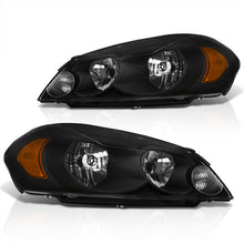 Load image into Gallery viewer, Chevrolet Impala 2006-2013 / Impala Limited 2014-2015 / Monte Carlo 2006-2007 Factory Style Headlights Black Housing Clear Len Amber Reflector