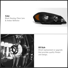 Load image into Gallery viewer, Chevrolet Impala 2006-2013 / Impala Limited 2014-2015 / Monte Carlo 2006-2007 Factory Style Headlights Black Housing Clear Len Amber Reflector