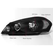 Load image into Gallery viewer, Chevrolet Impala 2006-2013 / Impala Limited 2014-2015 / Monte Carlo 2006-2007 Factory Style Headlights Black Housing Clear Len Clear Reflector