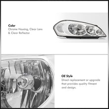 Load image into Gallery viewer, Chevrolet Impala 2006-2013 / Impala Limited 2014-2015 / Monte Carlo 2006-2007 Factory Style Headlights Chrome Housing Clear Len Clear Reflector