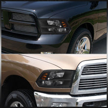 Load image into Gallery viewer, Dodge Ram 1500 2009-2018 / Ram 2500 3500 2010-2018 / Ram 4500 5500 2011-2018 / Ram 1500 Classic 2019-2023 Factory Style Quad Headlights Black Housing Clear Len Amber Reflector (Halogen Models Only)