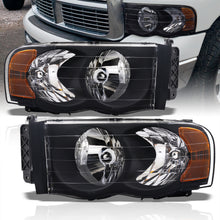Load image into Gallery viewer, Dodge Ram 1500 Truck 2002-2005 / 2500 3500 Truck 2003-2005 Factory Style Headlights Black Housing Clear Len Clear Reflector
