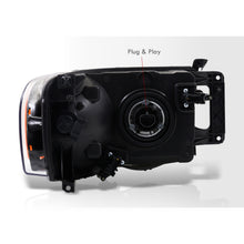 Load image into Gallery viewer, Dodge Ram 1500 Truck 2002-2005 / 2500 3500 Truck 2003-2005 Factory Style Headlights Black Housing Clear Len Clear Reflector