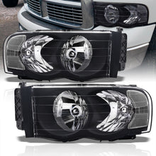 Load image into Gallery viewer, Dodge Ram 1500 Truck 2002-2005 / 2500 3500 Truck 2003-2005 Factory Style Headlights Black Housing Clear Len Amber Reflector