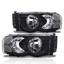 Load image into Gallery viewer, Dodge Ram 1500 Truck 2002-2005 / 2500 3500 Truck 2003-2005 Factory Style Headlights Black Housing Clear Len Amber Reflector