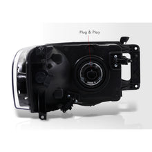 Load image into Gallery viewer, Dodge Ram 1500 Truck 2002-2005 / 2500 3500 Truck 2003-2005 Factory Style Headlights Black Housing Clear Len Amber Reflector