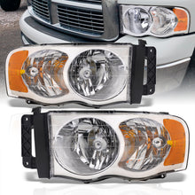 Load image into Gallery viewer, Dodge Ram 1500 Truck 2002-2005 / 2500 3500 Truck 2003-2005 Factory Style Headlights Chrome Housing Clear Len Amber Reflector