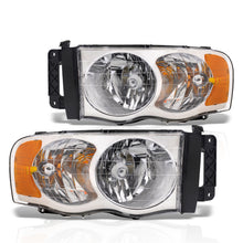 Load image into Gallery viewer, Dodge Ram 1500 Truck 2002-2005 / 2500 3500 Truck 2003-2005 Factory Style Headlights Chrome Housing Clear Len Amber Reflector