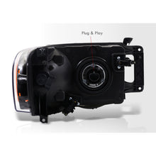Load image into Gallery viewer, Dodge Ram 1500 Truck 2002-2005 / 2500 3500 Truck 2003-2005 Factory Style Headlights Chrome Housing Clear Len Amber Reflector