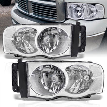 Load image into Gallery viewer, Dodge Ram 1500 Truck 2002-2005 / 2500 3500 Truck 2003-2005 Factory Style Headlights Chrome Housing Clear Len Clear Reflector