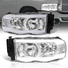 Load image into Gallery viewer, Dodge Ram 1500 2002-2005 / Ram 2500 3500 2003-2005 LED DRL Bar Factory Style Headlights Chrome Housing Clear Len Clear Reflector