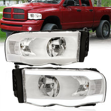 Load image into Gallery viewer, Dodge Ram 1500 2002-2005 / Ram 2500 3500 2003-2005 LED DRL Bar Factory Style Headlights White Housing Clear Len Clear Reflector
