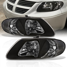 Load image into Gallery viewer, Chrysler Town & Country 2001-2007 / Grand Voyager 2001-2002 / Voyager 2001-2003 / Dodge Grand Caravan 2001-2007 Factory Style Headlights Black Housing Clear Len Clear Reflector (Halogen Models Only)