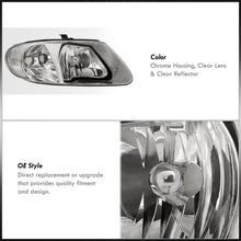 Load image into Gallery viewer, Chrysler Town & Country 2001-2007 / Grand Voyager 2001-2002 / Voyager 2001-2003 / Dodge Grand Caravan 2001-2007 Factory Style Headlights Chrome Housing Clear Len Clear Reflector (Halogen Models Only)