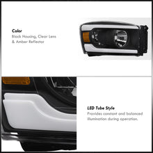 Load image into Gallery viewer, Dodge Ram 1500 2006-2008 / Ram 2500 3500 2006-2009 LED DRL Bar Factory Style Headlights Black Housing Clear Len Amber Reflector