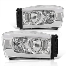 Load image into Gallery viewer, Dodge Ram 1500 2006-2008 / Ram 2500 3500 2006-2009 LED DRL Bar Factory Style Headlights Chrome Housing Clear Len Clear Reflector