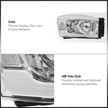 Load image into Gallery viewer, Dodge Ram 1500 2006-2008 / Ram 2500 3500 2006-2009 LED DRL Bar Factory Style Headlights Chrome Housing Clear Len Clear Reflector