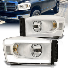 Load image into Gallery viewer, Dodge Ram 1500 2006-2008 / Ram 2500 3500 2006-2009 LED DRL Bar Factory Style Headlights White Housing Clear Len Clear Reflector