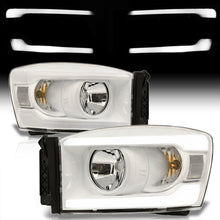 Load image into Gallery viewer, Dodge Ram 1500 2006-2008 / Ram 2500 3500 2006-2009 LED DRL Bar Factory Style Headlights White Housing Clear Len Clear Reflector