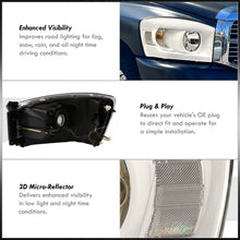 Load image into Gallery viewer, Dodge Ram 1500 2006-2008 / Ram 2500 3500 2006-2009 LED DRL Bar Factory Style Headlights White Housing Clear Len Clear Reflector