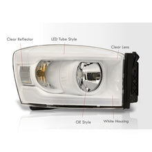 Load image into Gallery viewer, Dodge Ram 1500 2006-2008 / Ram 2500 3500 2006-2009 LED DRL Bar Factory Style Headlights White Housing Clear Len Clear Reflector