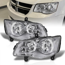 Load image into Gallery viewer, Chrysler Town & Country 2008-2016 / Dodge Grand Caravan 2011-2019 Factory Style Headlights Chrome Housing Clear Len Clear Reflector (Halogen Models Only)