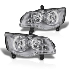 Load image into Gallery viewer, Chrysler Town & Country 2008-2016 / Dodge Grand Caravan 2011-2019 Factory Style Headlights Chrome Housing Clear Len Clear Reflector (Halogen Models Only)