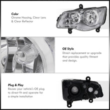 Load image into Gallery viewer, Chrysler Town & Country 2008-2016 / Dodge Grand Caravan 2011-2019 Factory Style Headlights Chrome Housing Clear Len Clear Reflector (Halogen Models Only)