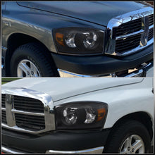 Load image into Gallery viewer, Dodge Ram 1500 2006-2008 / Ram 2500 3500 2006-2009 Factory Style Headlights Black Housing Clear Len Amber Reflector