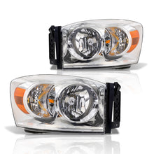 Load image into Gallery viewer, Dodge Ram 1500 2006-2008 / Ram 2500 3500 2006-2009 Factory Style Headlights Chrome Housing Clear Len Amber Reflector