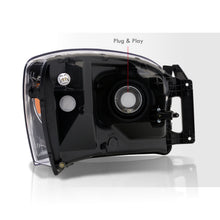 Load image into Gallery viewer, Dodge Ram 1500 2006-2008 / Ram 2500 3500 2006-2009 Factory Style Headlights Chrome Housing Clear Len Amber Reflector