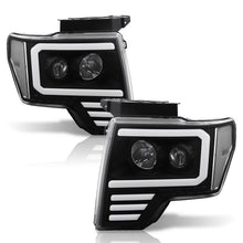 Load image into Gallery viewer, Ford F150 2009-2014 LED DRL Bar Projector Headlights Black Housing Clear Len Clear Reflector (Halogen Models Only)