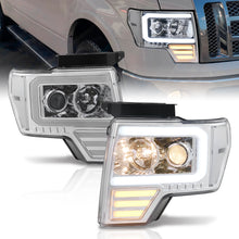 Load image into Gallery viewer, Ford F150 2009-2014 LED DRL Bar Projector Headlights Chrome Housing Clear Len Clear Reflector (Halogen Models Only)