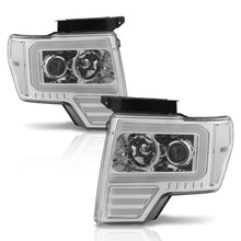 Load image into Gallery viewer, Ford F150 2009-2014 LED DRL Bar Projector Headlights Chrome Housing Clear Len Clear Reflector (Halogen Models Only)
