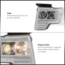 Load image into Gallery viewer, Ford F150 2009-2014 LED DRL Bar Projector Headlights Chrome Housing Clear Len Clear Reflector (Halogen Models Only)