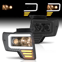 Load image into Gallery viewer, Ford F150 2009-2014 LED DRL Bar Projector Headlights Chrome Housing Smoke Len Clear Reflector (Halogen Models Only)