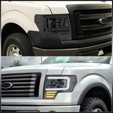 Load image into Gallery viewer, Ford F150 2009-2014 LED DRL Bar Projector Headlights Chrome Housing Smoke Len Clear Reflector (Halogen Models Only)
