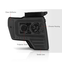 Load image into Gallery viewer, Ford F150 2009-2014 LED DRL Bar Projector Headlights Chrome Housing Smoke Len Clear Reflector (Halogen Models Only)