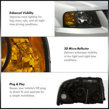Load image into Gallery viewer, Ford Expedition 2003-2006 Factory Style Headlights Black Housing Clear Len Amber Reflector