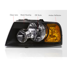 Load image into Gallery viewer, Ford Expedition 2003-2006 Factory Style Headlights Black Housing Clear Len Amber Reflector