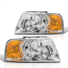 Load image into Gallery viewer, Ford Expedition 2003-2006 Factory Style Headlights Chrome Housing Clear Len Amber Reflector